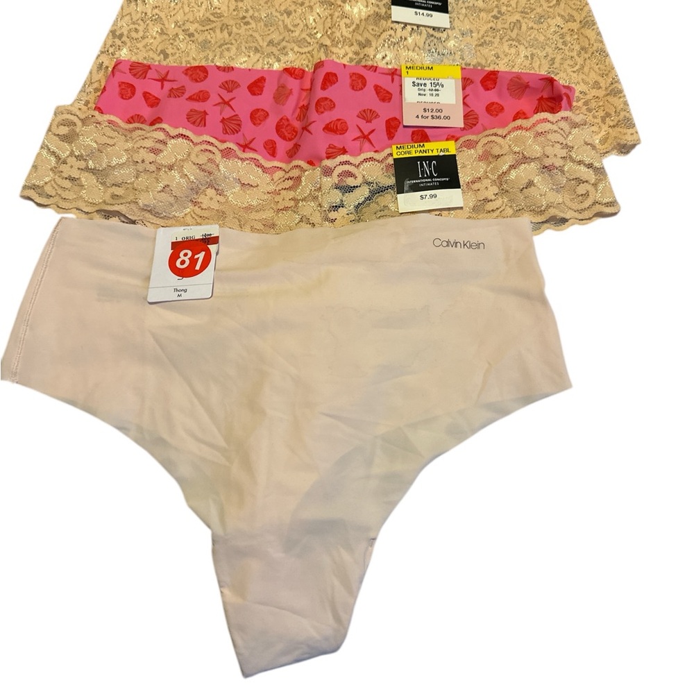 INC International Concepts Pink and Cream Lace Panties